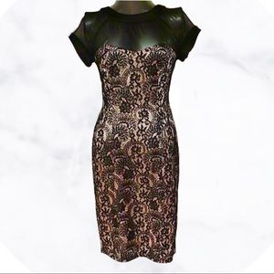 BLUSH PINK & BLACK FLORAL PRINT DRESS SZ 10